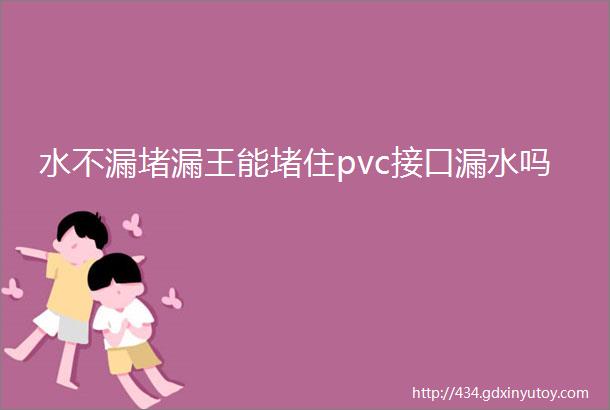 水不漏堵漏王能堵住pvc接口漏水吗