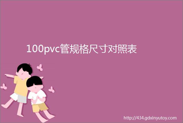 100pvc管规格尺寸对照表