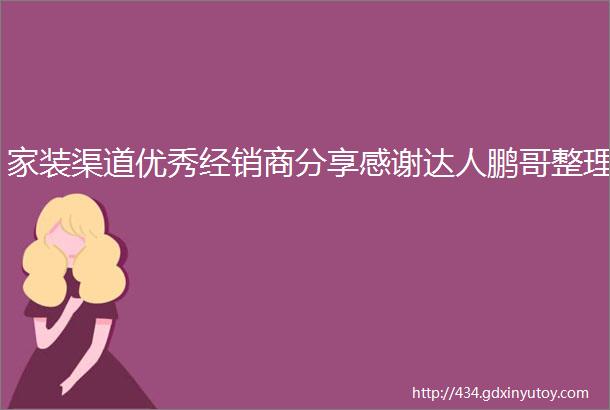 家装渠道优秀经销商分享感谢达人鹏哥整理