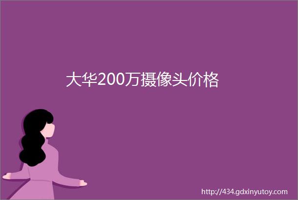 大华200万摄像头价格