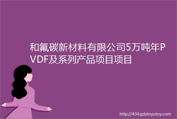 和氟碳新材料有限公司5万吨年PVDF及系列产品项目项目