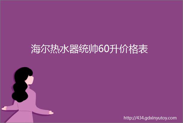 海尔热水器统帅60升价格表