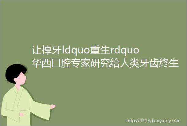 让掉牙ldquo重生rdquo华西口腔专家研究给人类牙齿终生再生能力