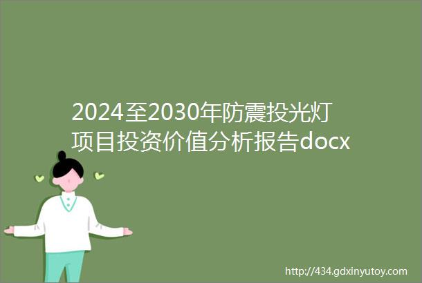 2024至2030年防震投光灯项目投资价值分析报告docx