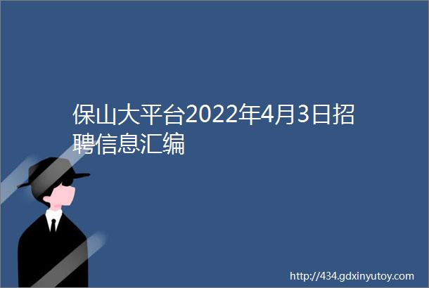 保山大平台2022年4月3日招聘信息汇编