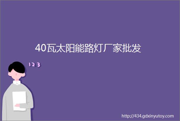 40瓦太阳能路灯厂家批发