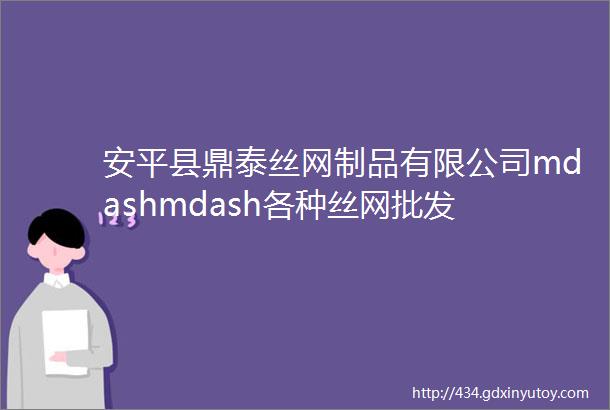 安平县鼎泰丝网制品有限公司mdashmdash各种丝网批发