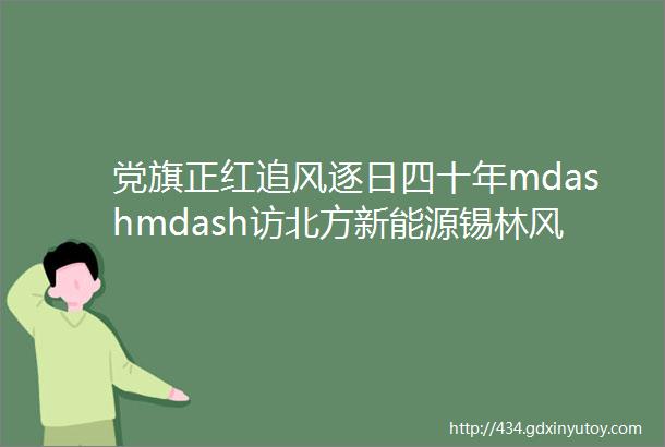 党旗正红追风逐日四十年mdashmdash访北方新能源锡林风电场党支部书记场长张继星